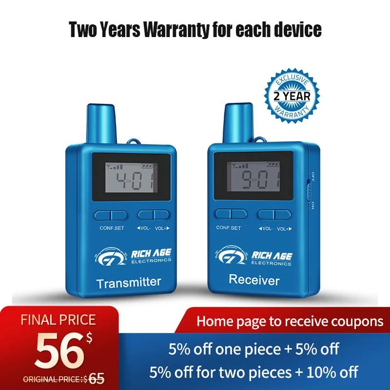 

2.4Ghz Ttwo Way Wireless Headsets Portable Audio Guide System 2 Transmitters and 1 receiver For Tour Groups