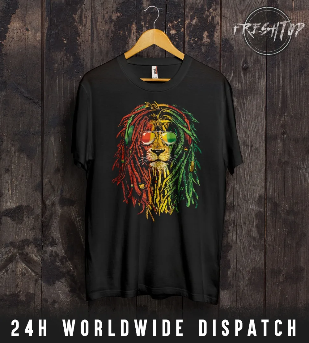 

Rasta Reggae Lion T Shirt Mari Juana Rastafarianism Bob Marley One Love Jamaica New Men In Fashion Custom Aldult Teen Unisex