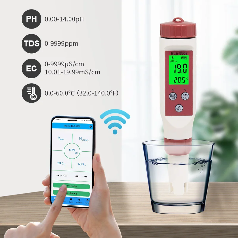 3/4/5 в 1 Bluetooth PH метр TDS/EC/ORP/солености/SG/Temp инструмент с подсветкой цифровой монитор