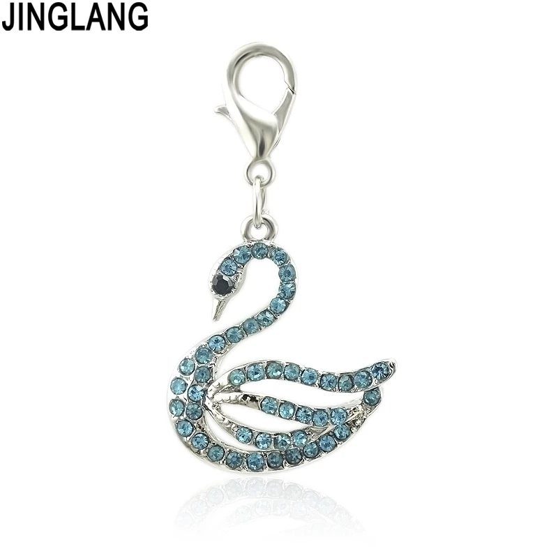 Модные подвески JINGLANG с застежкой-карабином 4 цвета стразы лебедь животные сделай