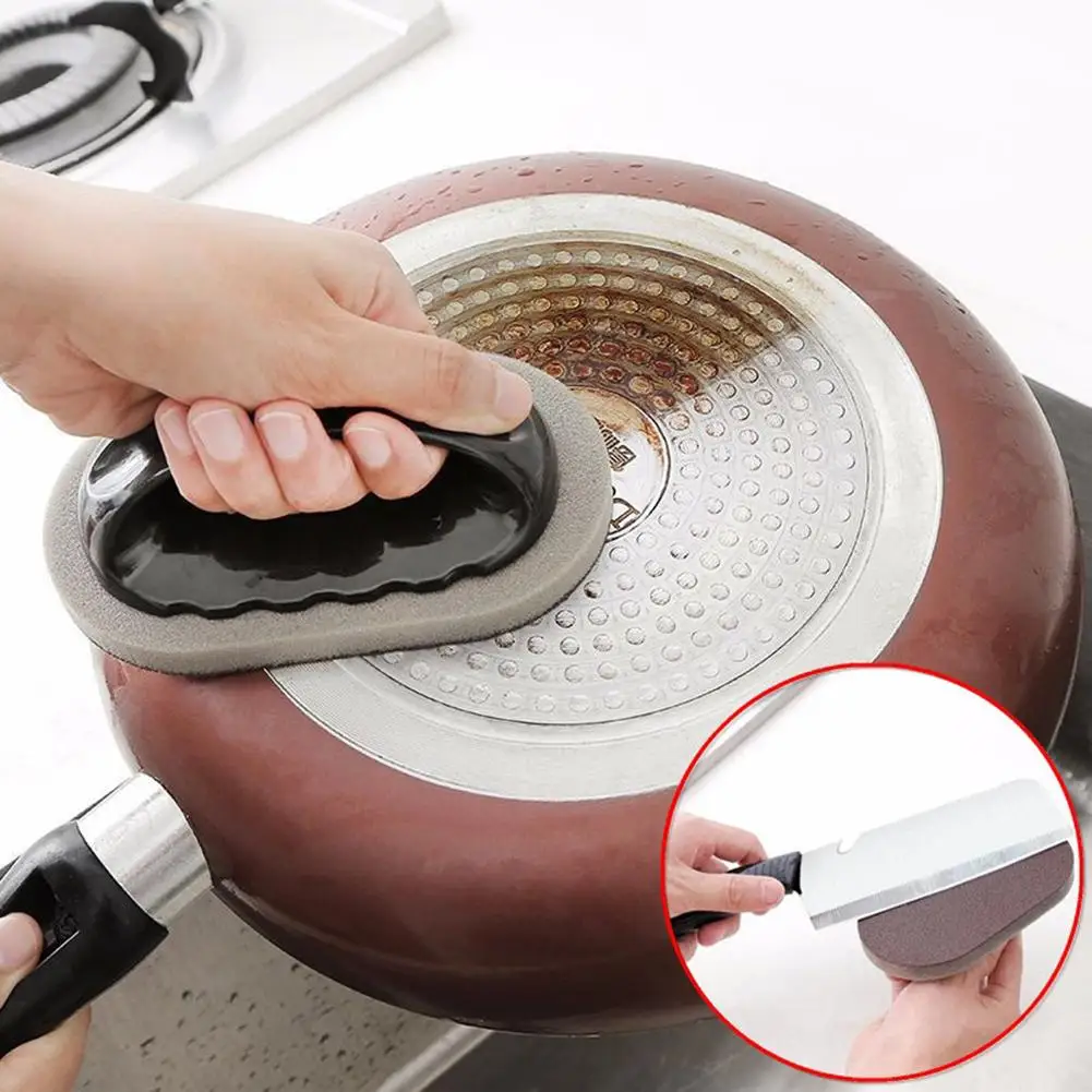 

HOT SALES!!! Emery Sponge Brush Eraser Scrub Handle Grip Sink Pot Bowl Kitchen plate sink Cleaning Tool Durable Cleaning Sponge