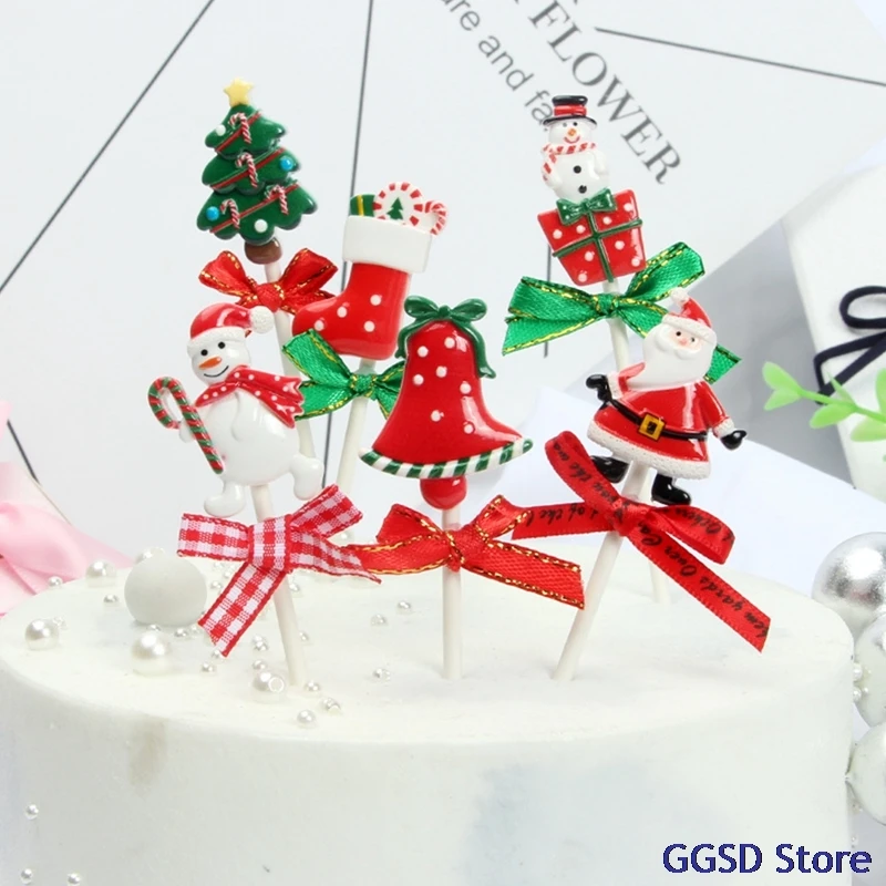 10 шт./компл. рождественские топперы для торта мультяшный снеговик Рождественская