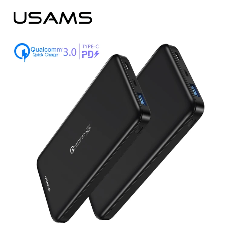 Quick charge power Bank, USAMS 10000 мАч PD Быстрая зарядка power Bank QC 3,0 power Bank type C USB зарядное устройство для iPhone Xiaomi 9 samsung