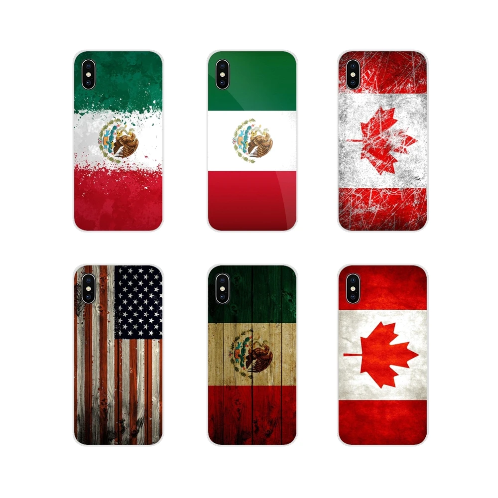 Фото Мягкий прозрачный чехол с флагом Америки США Канады Мексики для Apple iPhone X XR XS 11 12pro