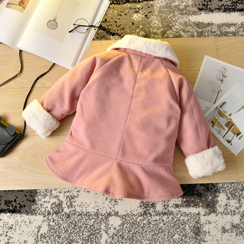 Шерстяное пальто для маленьких девочек на осень и зиму теплая плотная Новогодняя