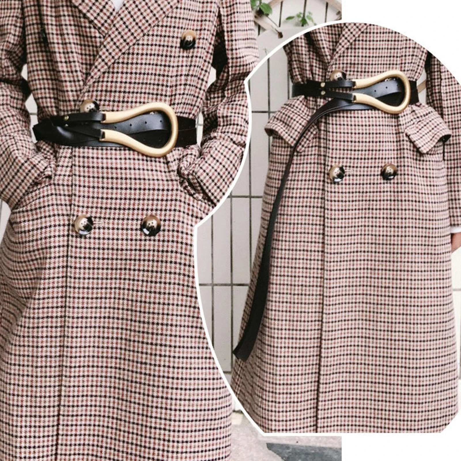 

Women PU Leather Belt Waistband for Trench Coat Overcoat Jacket