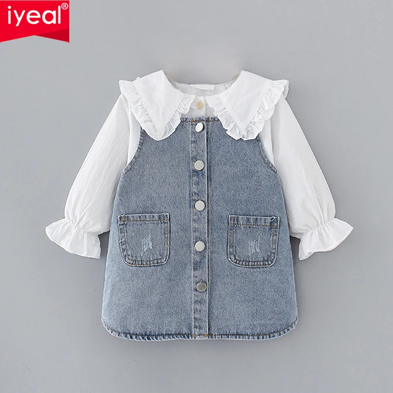 Платье принцессы IYEAL для девочек новинка Весенняя Детская рубашка с длинным