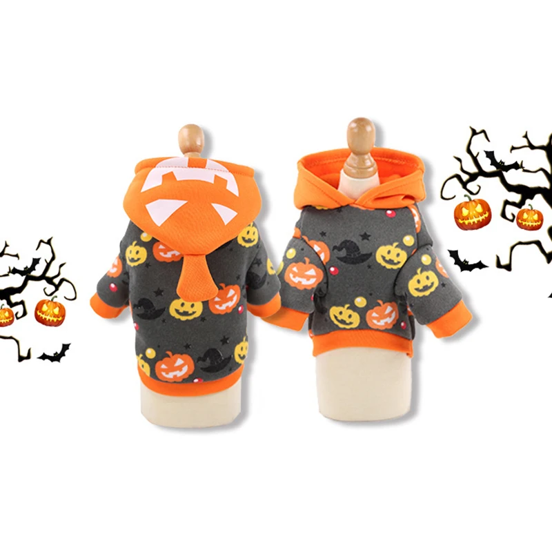 Пальто для собак одежда с Тыквой и толстовками свитер на Хэллоуин свитшот костюм