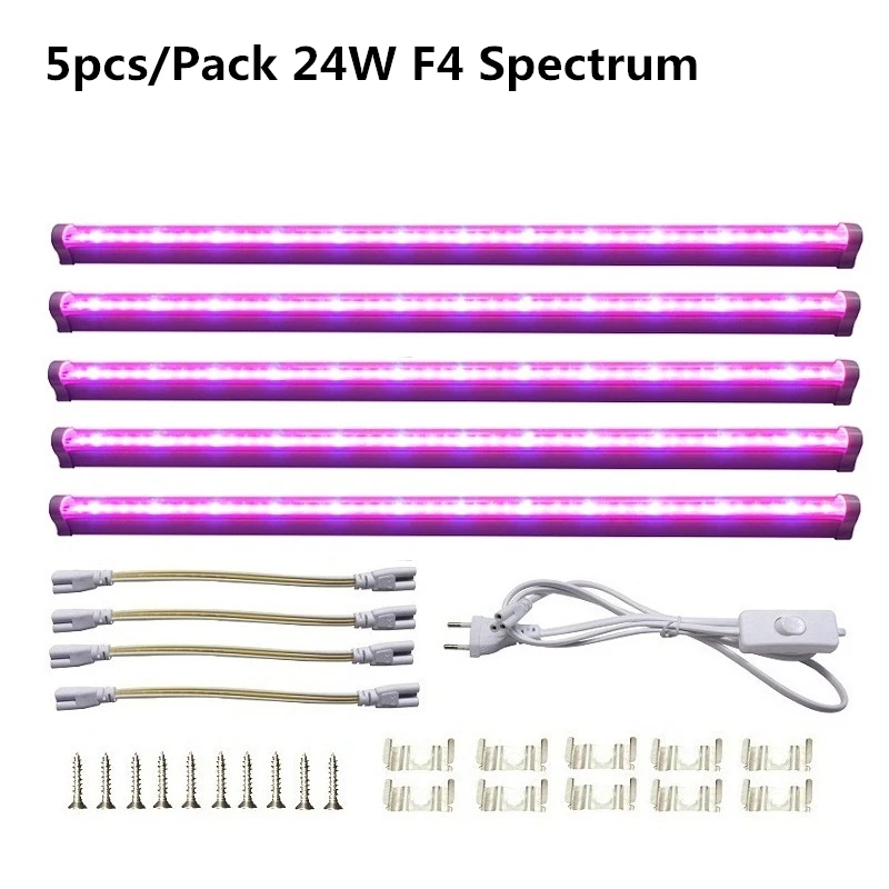 5Pcs 24W F4 57cm Фитолампа растения семенаты цветов комнатных лампа для растений комнатные растения фитолампы растения комнатные лампы для растений - Испускаемый цвет: 5Pcs 24W F4 57cm