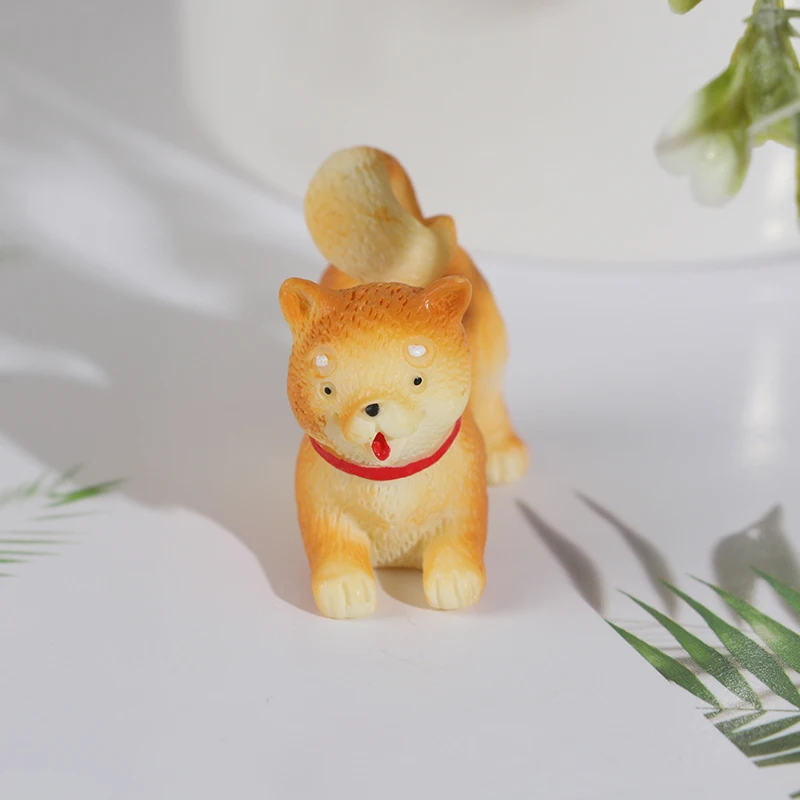 

Cute Animal Model Akita Puppy Small Yellow Dog Dollhouse Miniature Decoration New