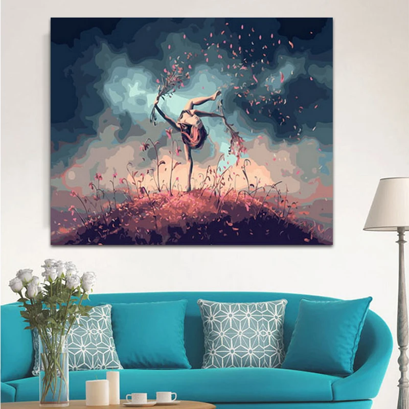 DIY картинки для раскраски по номерам с девочкой цветами картина рисования