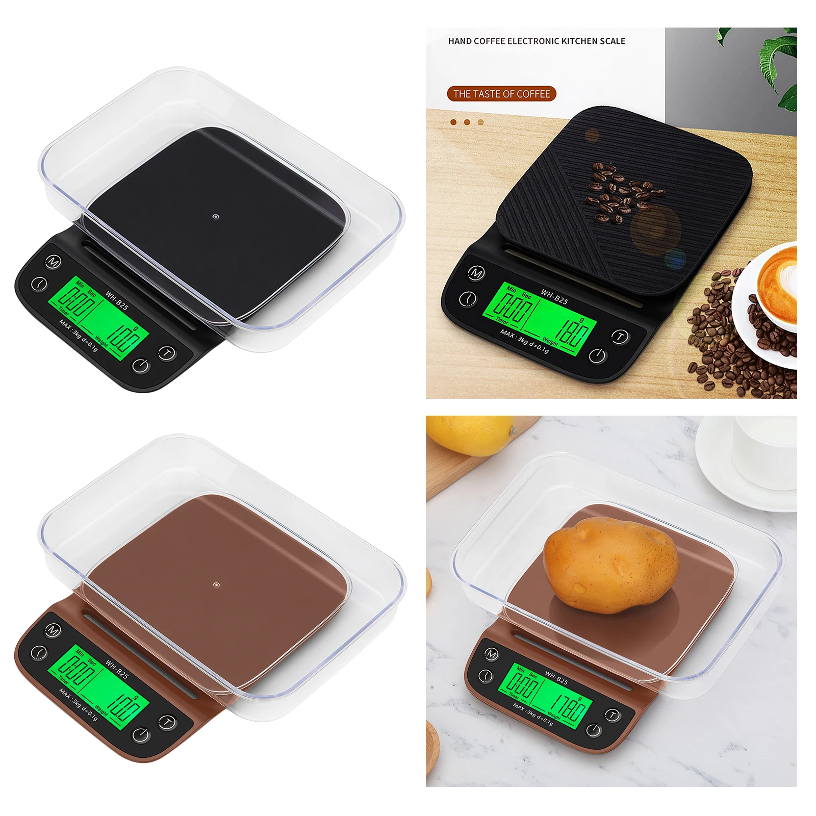 Multi-purpose Kitchen Scale Timer Function Digital Coffee Herbs with Back-Lit LCD Display | Scales