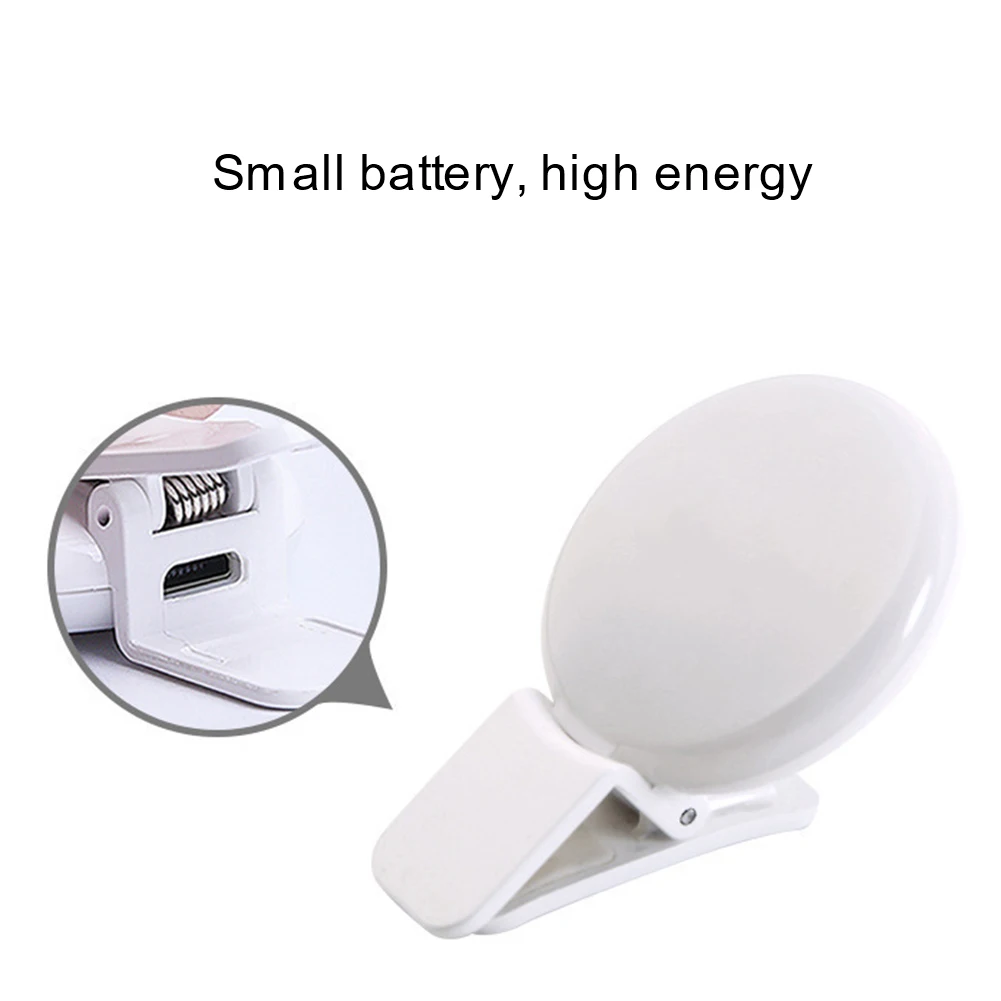 

Selfie Light Mobile Phone Lens Portable Flash Ring 100mAh 3 Modes Luminous Ring Clip Light Selfie Lamp