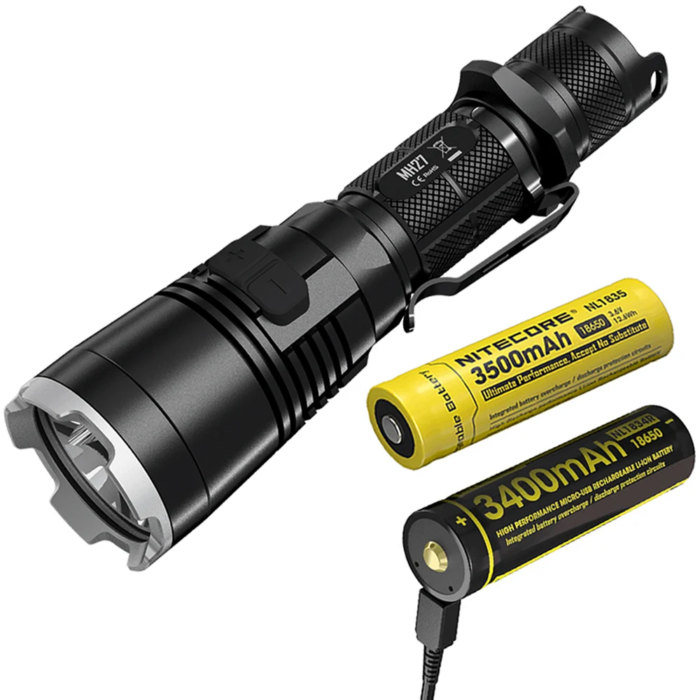 NITECORE MH27 тактический фонарь XP-L HI V3 Белый Красный Зеленый Свет Макс 1000 люмен дальность луча 462 м ручной фонарь - Испускаемый цвет: MH27 1835 1834R