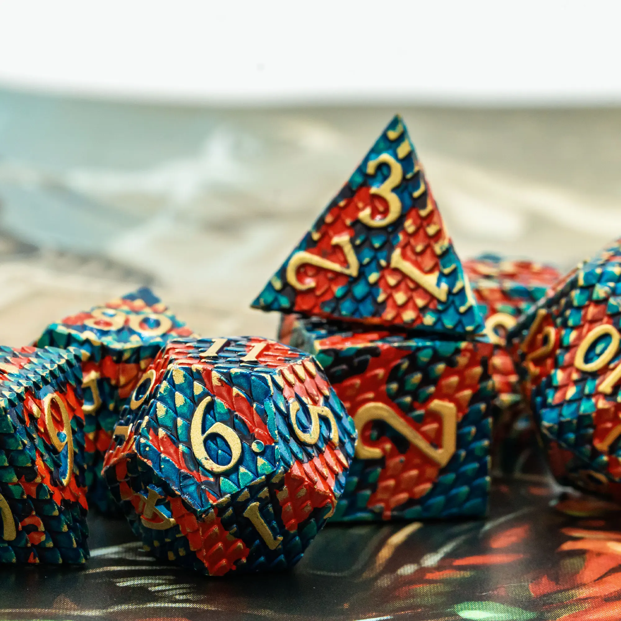 Металлические кости Cusdie Dragon Scale D &amp 7 шт. игральные DND набор многогранных костей