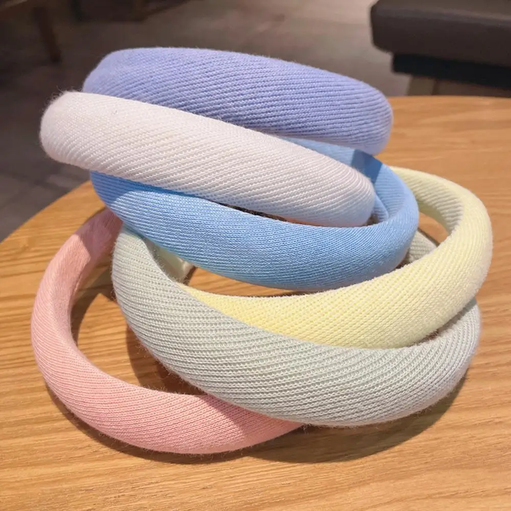 

Fashion Color Thick Sponge Padded Headband Cotton Blends Hair Hoop Hair Bands for Women Simple Hair Ornament Accessories