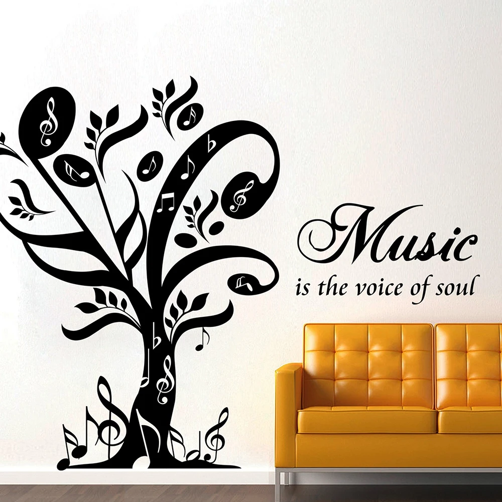 

Large Music Is The Voice of Soul Tree Wall Sticker Bedroom Playroom DJ Music Note Jazz Rock Wall Decal Liviing Room Vinyl Decor