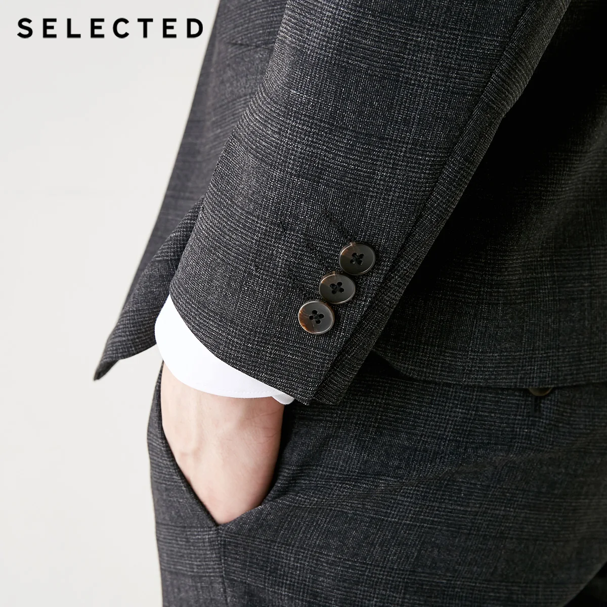 Выбранные мужские Slim Fit в клетку шерсть Бизнес костюм с блейзером пальто |