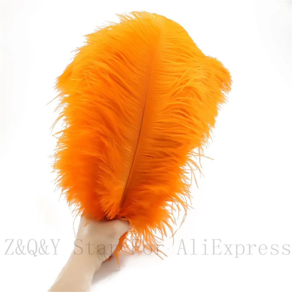 

Natural beautiful 35-40CM (14-16 inches) ostrich hair 10-100 pieces dyed orange DIY craft jewelry clothing decoration feathers
