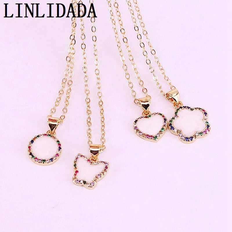 10 шт. модные радужные CZ циркониевые микро выложенные круглые/сердца/бабочки