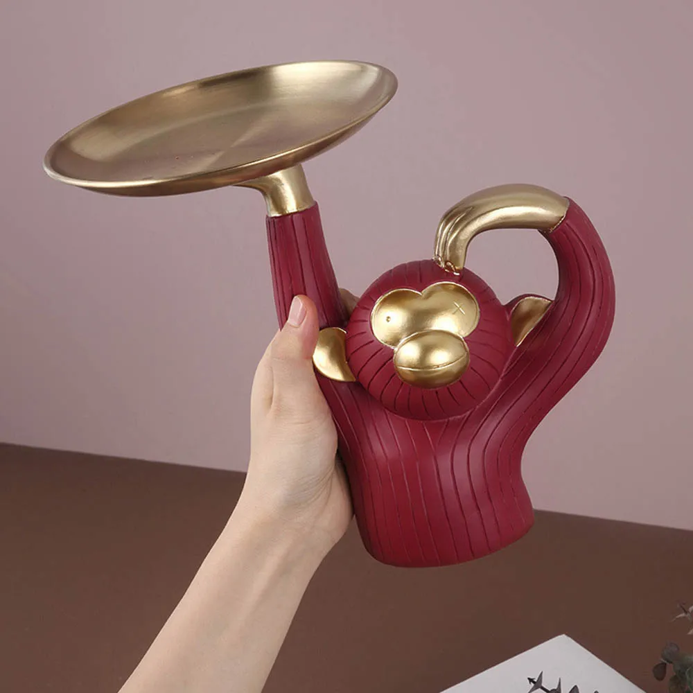 

Nordic Luxury Creative Monkey Tray Ornaments Home Livingroom Accessories Decoration Coffee Table Storage Box Figurines Crafts
