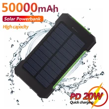 50000mAh Solar Power Bank Large Capacity Outdoor Travel External Battery Portable Mobile Phone Charger for Xiaomi Samsung iPhone