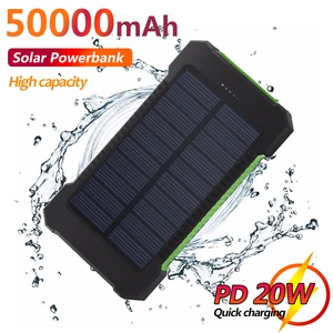 50000mah solar power bank large capacity outdoor travel external battery portable mobile phone charger for xiaomi samsung iphone free global shipping