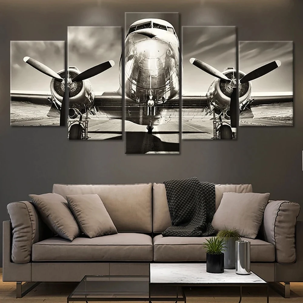 5 шт. настенная Картина на холсте с самолетом | Дом и сад