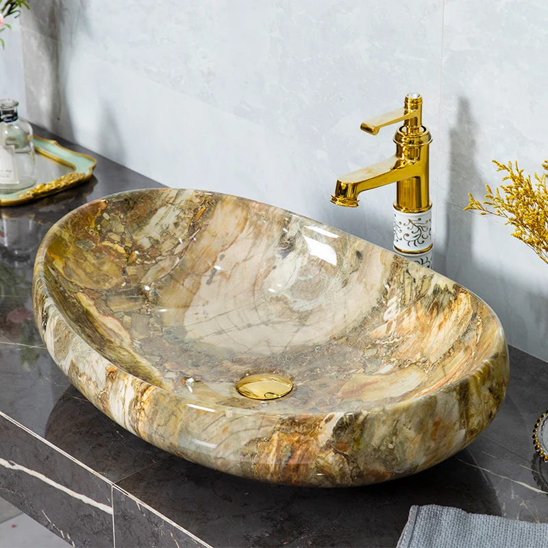 Умывальник под мрамор в Европейском стиле раковина для отеля керамическая