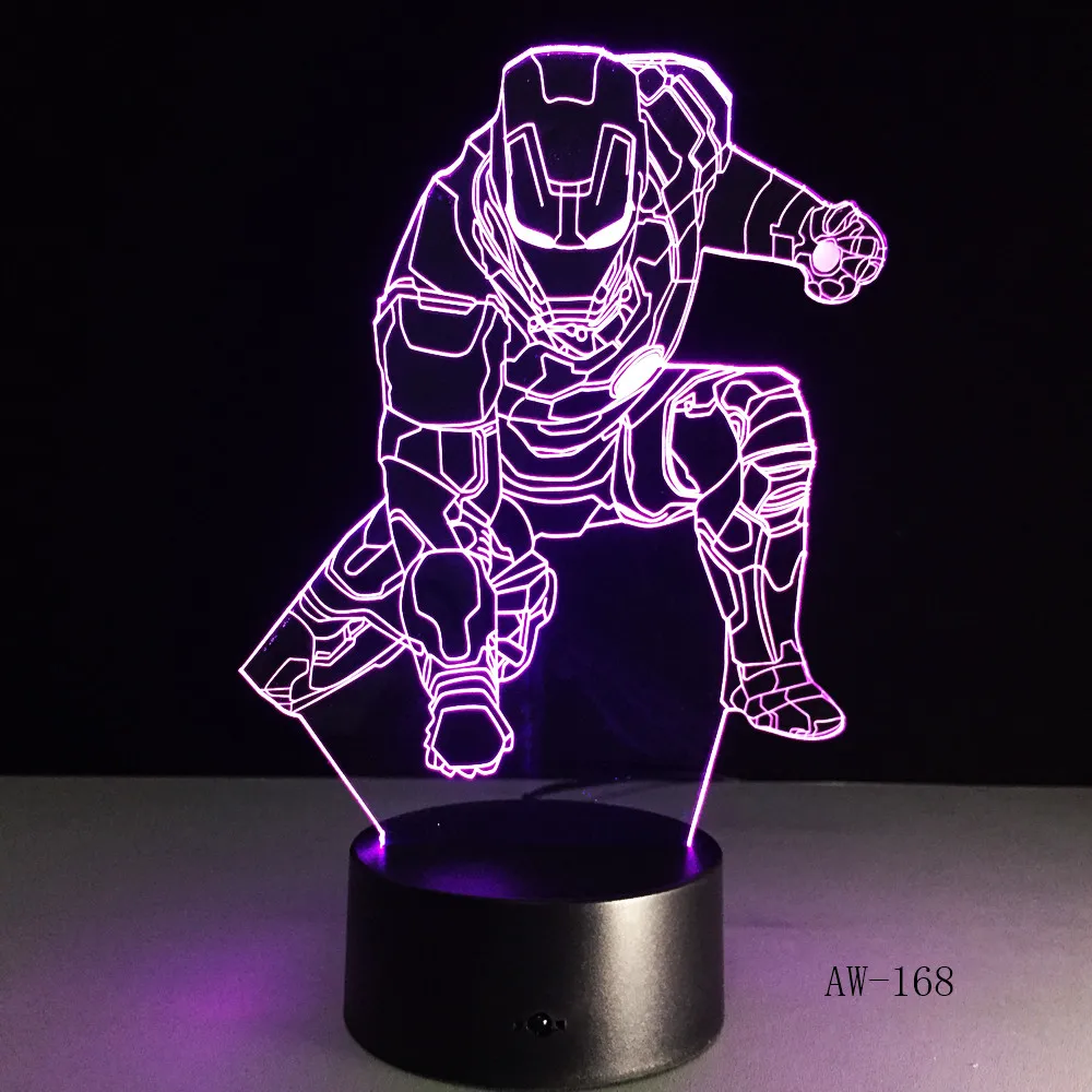 3D цвета меняющая настроение Лампа вспышка игрушка Капитан Америка Человек паук