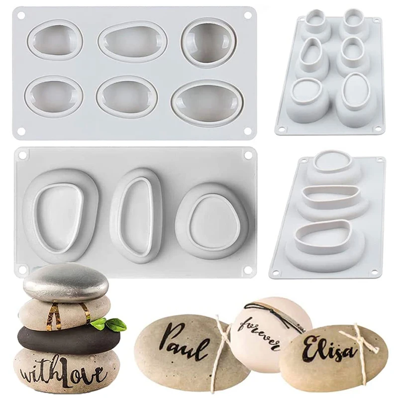 

3D Pebble Soap Silicone Mold Oval Stone Shape Resin Mold Art Stone Clay Mold DIY Handmade Candle Decoration, Soap, Chocolate Mou