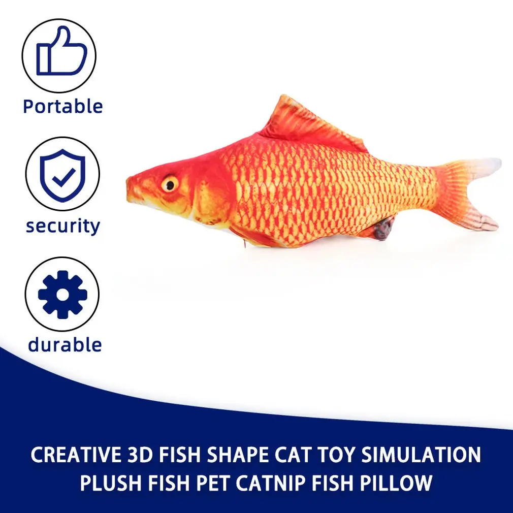 Peluche creativo de carpa en 3D en forma de pez para gato, juguete para regalo, juguete de imitaci&oacute;n de pez para mascotas, almohada de peluche de pez hierba gatera 23-1