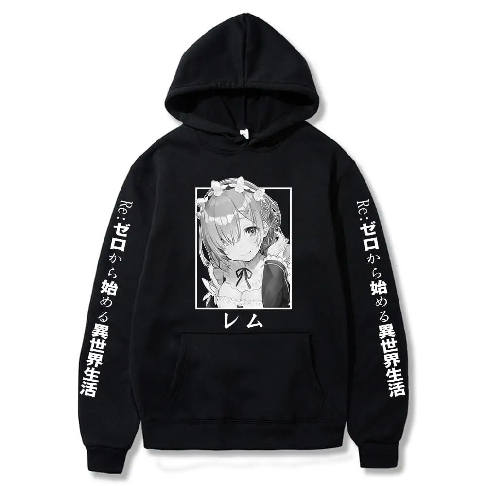 

Re:Zero Restarting Life From Zero in New World Print Harajuku Anime Rem Ram Sweatshirts Pullovers Long Sleeve Oversized Hoodie