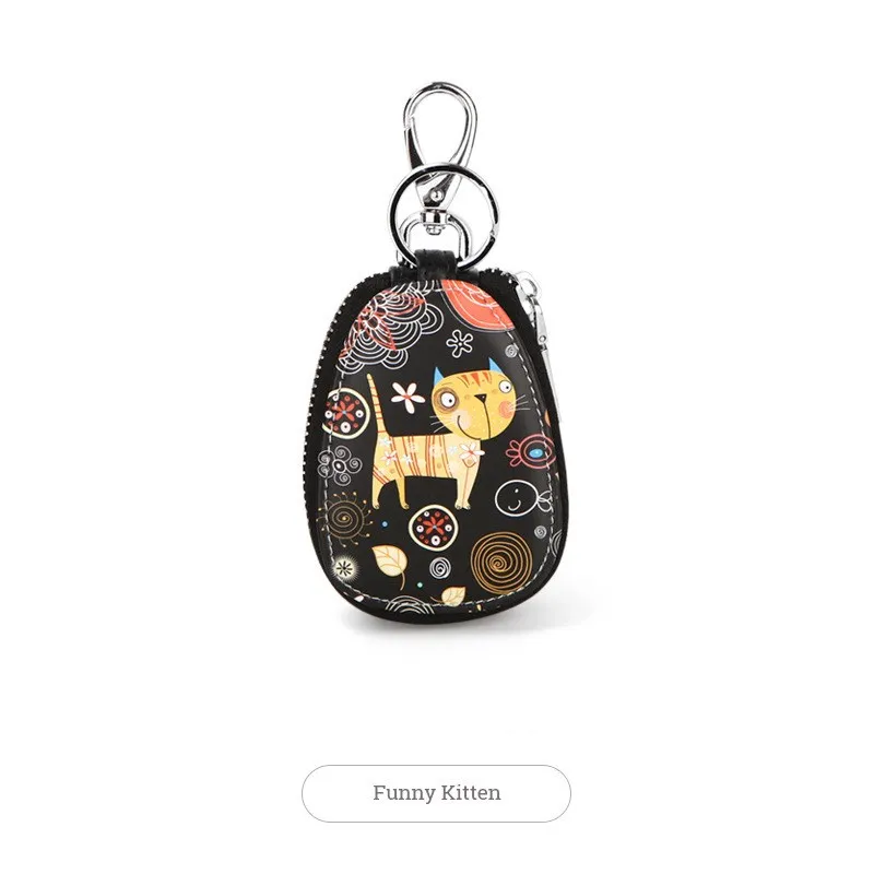 

South Korea Car Key Ring Portable Leather Bag Keychain Key Holder Case Unisex Wallet Cover Contracted Color Couples Men Gift