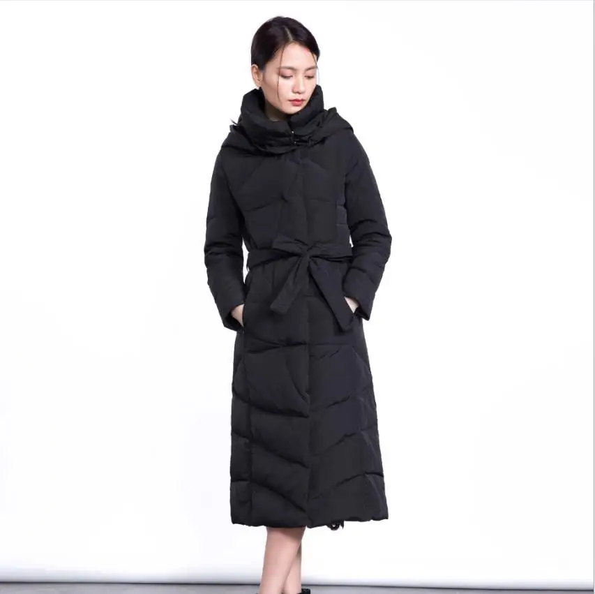 Winter fashion brand good quality X-long over the knee fluffy duck down coat female hooded warm parkas wq138 dropship | Женская одежда
