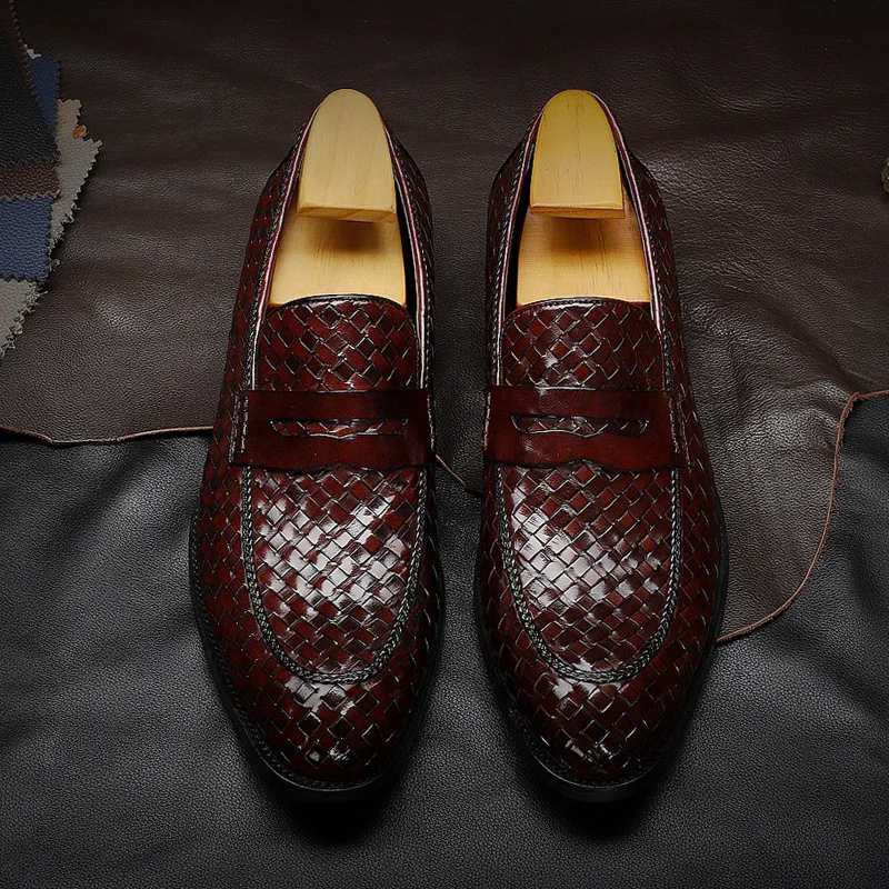 Men's shoes fall 2019 new Lefu men's woven leather business casual | Обувь