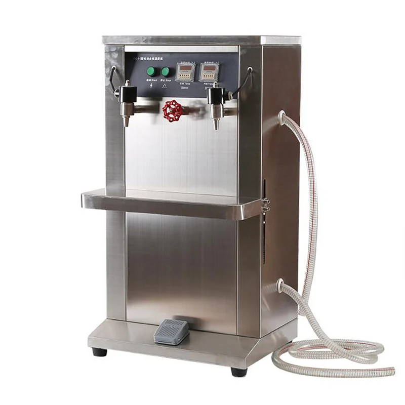 

Quantitative liquid filling machine for beverage juice milk olive oil wine timing double head electric filling machine