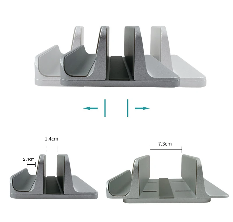 Алюминиевая Регулируемая двойная вертикальная подставка для ноутбука