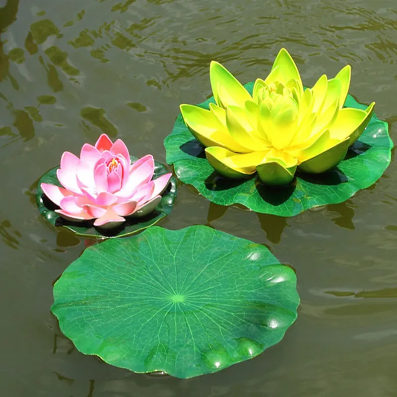 

28 CM Garden Home Decor Artificial Flower Lotus Leaf EVA Material Fish Tank Water Pool Decorations Green Plant Craft Ornament