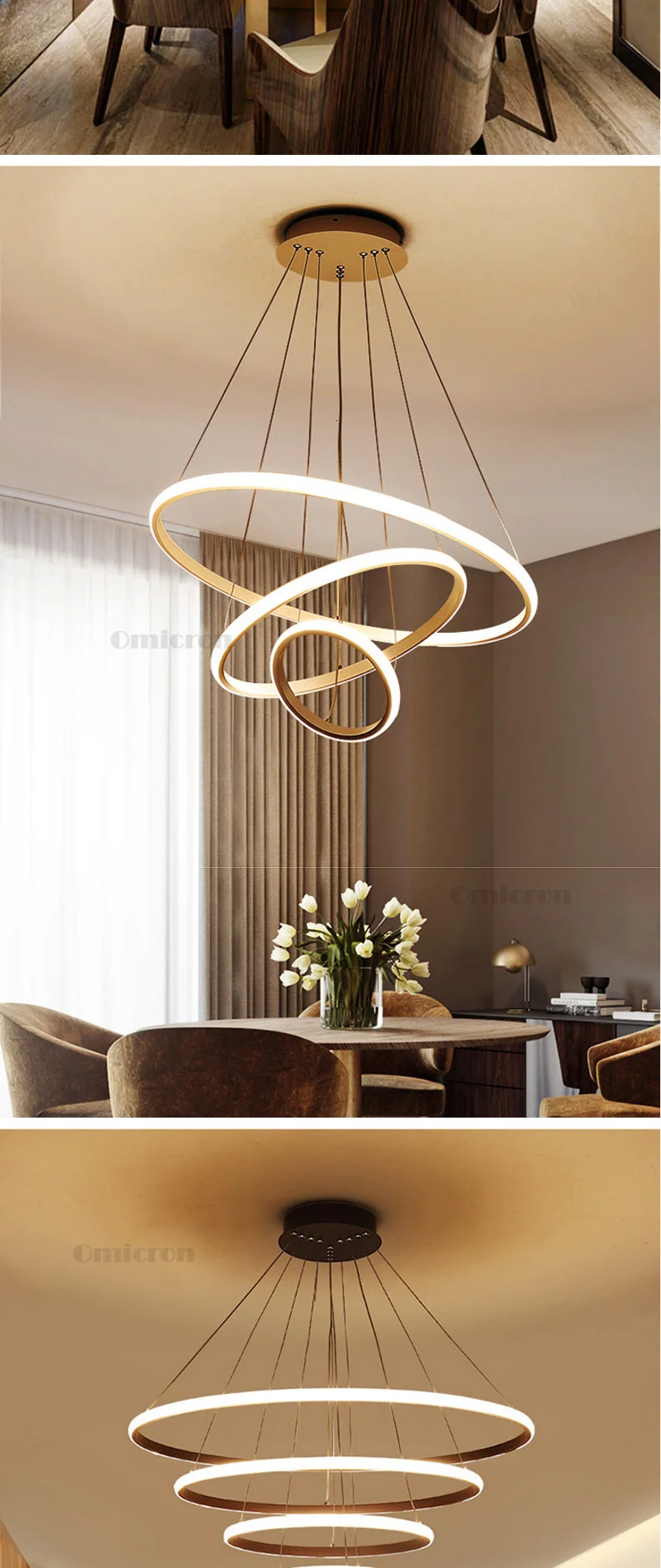 Коричневая/белая современная светодиодная Люстра для гостиной, столовой, ledlamp, кольца, подвесной светильник, современная люстра, освещение