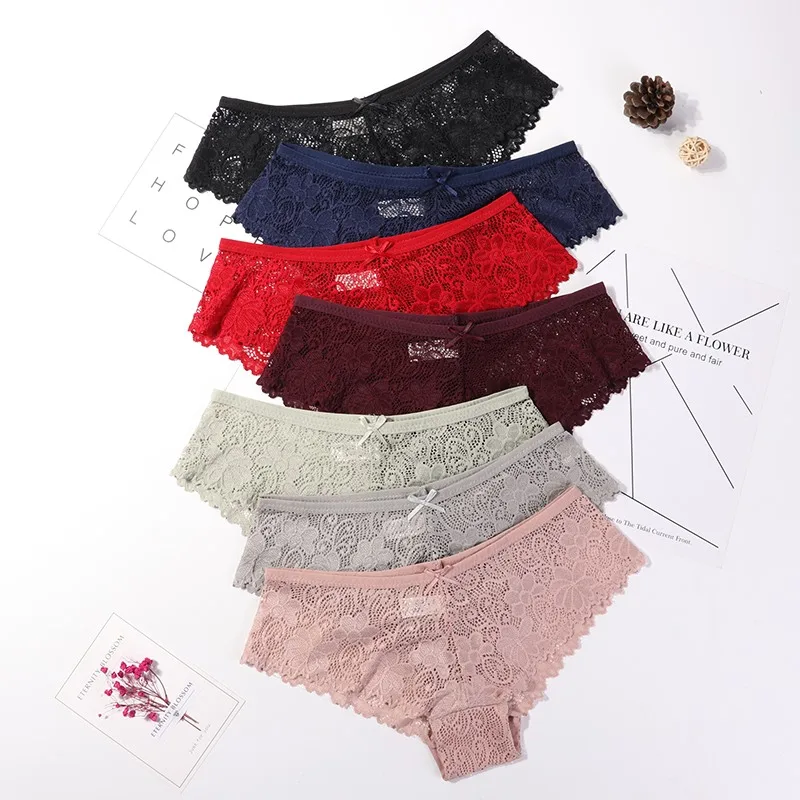 

3 Pcs Panties for Woman Underwear Sexy Lace Breathable Soft Lingerie Female Briefs Panty Sexy Transparent Women's Underpants