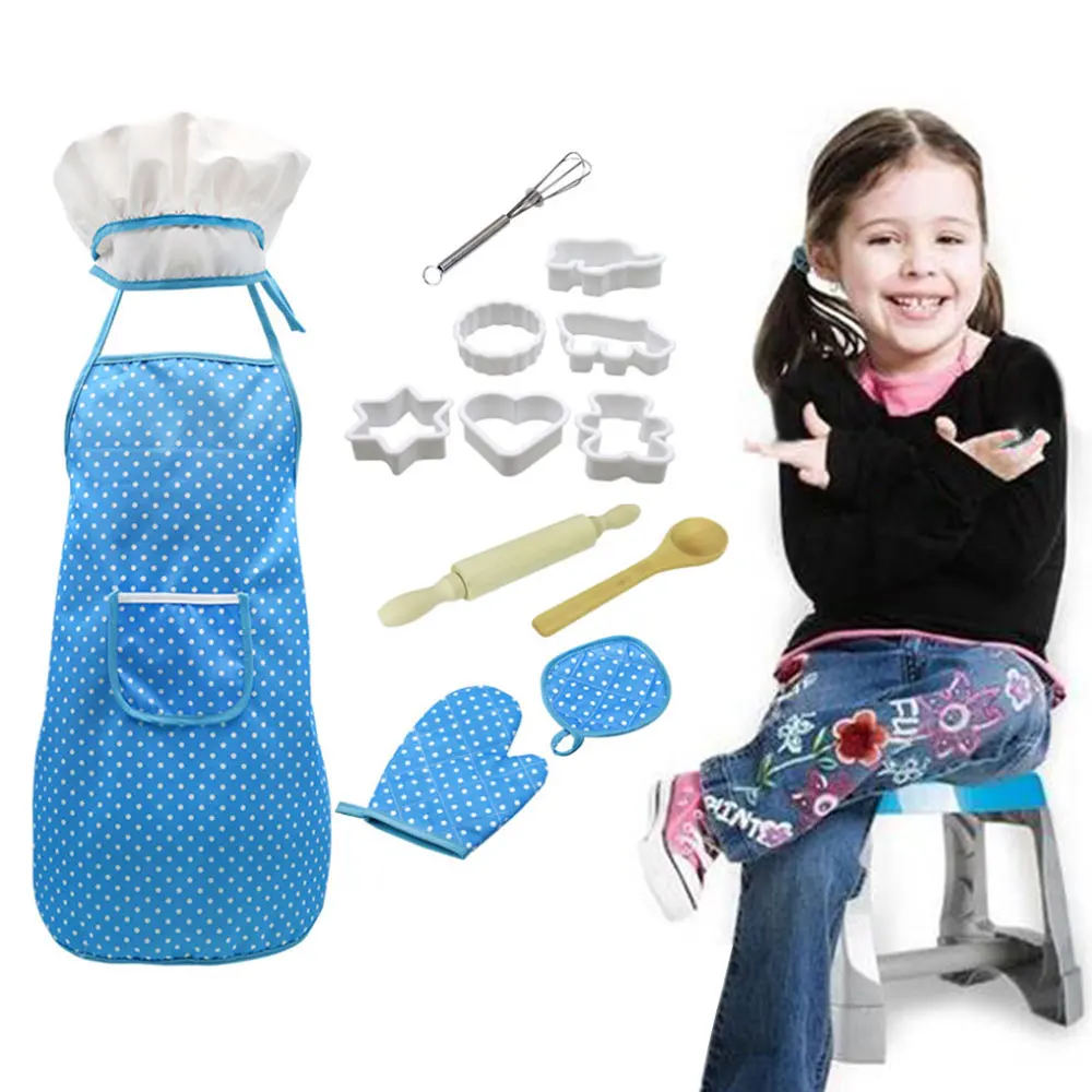 

Новый Забавный набор для приготовления пищи «сделай сам», Нетоксичная портативная шеф-повара, шляпа, фартук, варежка, Скалка, забавная игруш...