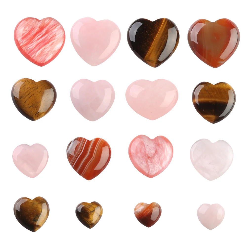 1 шт. натуральный камень в форме сердца Роза полоску кристалл резная ладонь