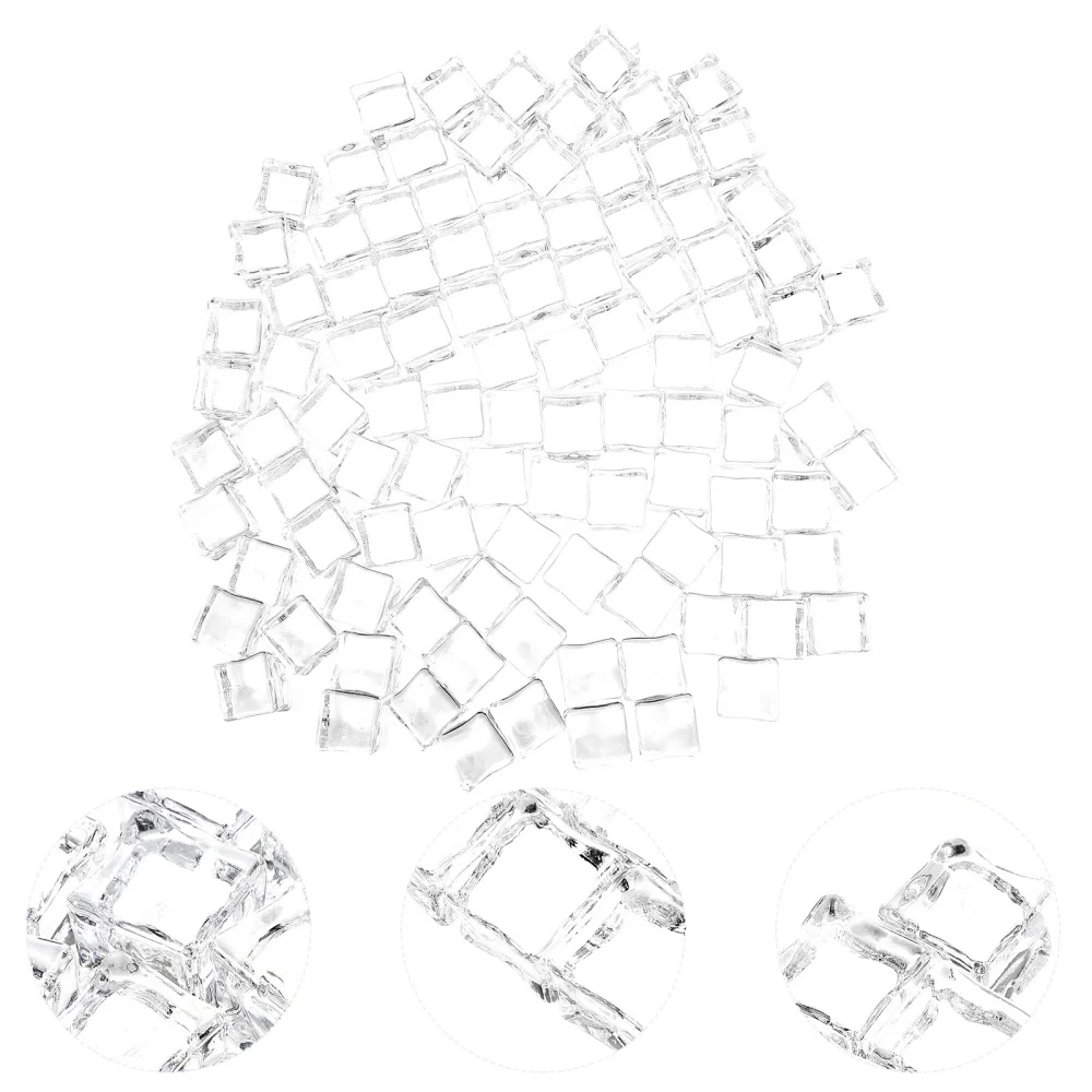 

100 Pcs Simulation Ice Cube Ornament Reusable Acrylic Ice Block Photography Prop