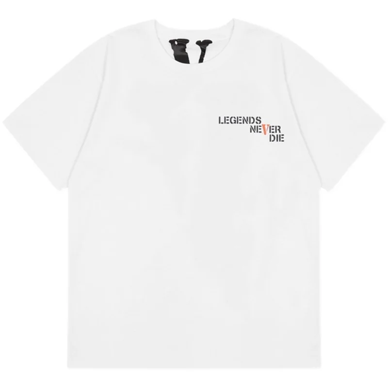 

2021 Spring and Summer New Vlone Tide Brand Short-sleeved Big V Printing Loose Oversize Casual Round Neck Bottoming T-shirt Tee