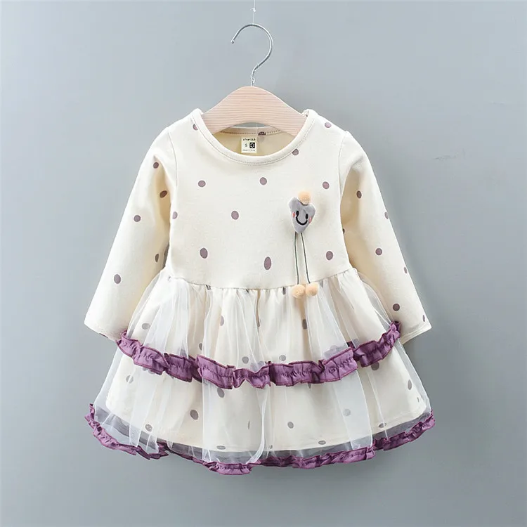 Girls Dress Kids Dot Full Sleeve Birthday Dresses Cute Princess Party Children Clothing Vestidos Baby Clothes 1 2 3 4 Year | Детская