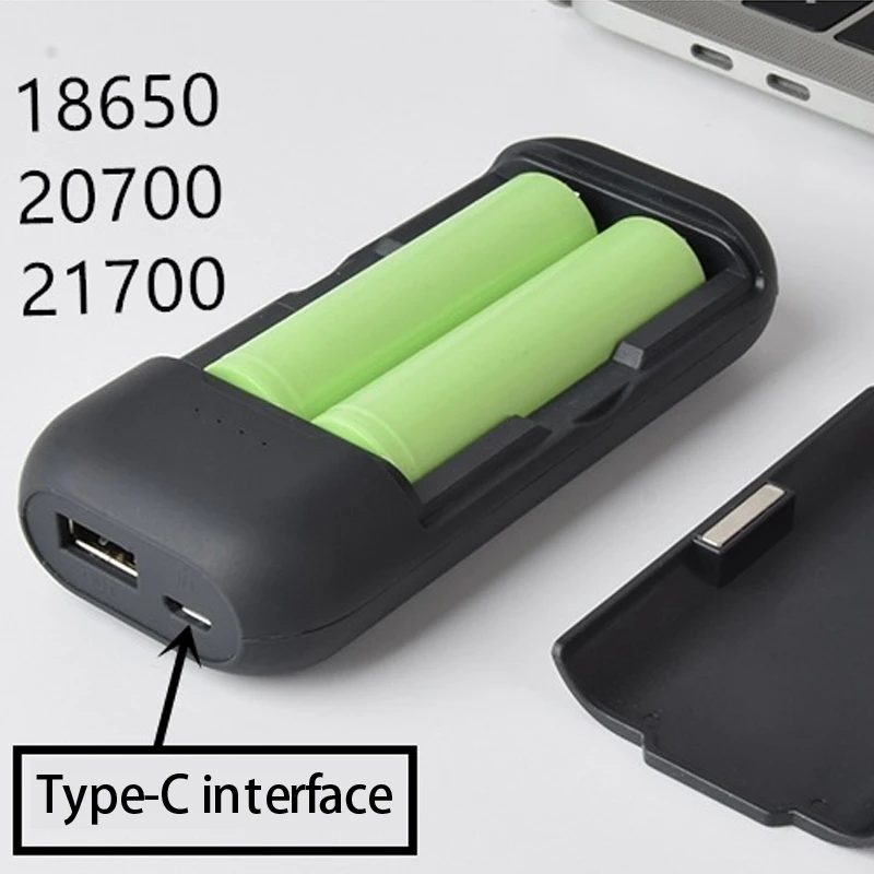 

Removable Lithium Battery Storage Box TypeC Battery Charger 2A 2-Slot Multi-Function Charger for 18650 20700 21700