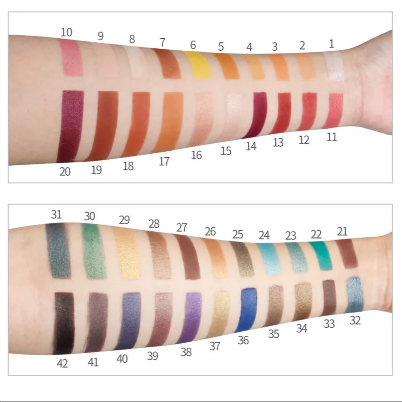 Qibest Cosmetics 42 Цвета Палитра для теней для век мерцающий матовый водонепроницаемый Paleta De Sombra блеск макияж Палетка теней