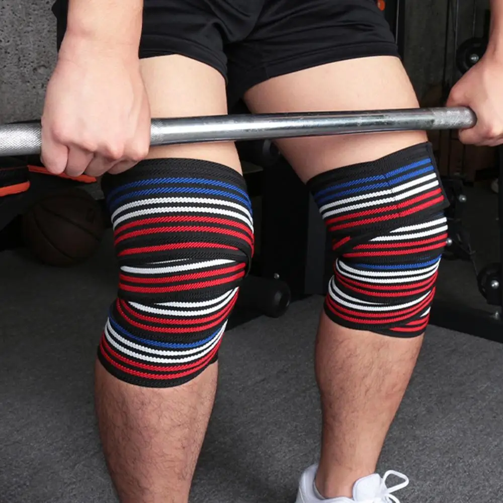 

Knee Sleeve Wrap Elastic Adjustable Legs Safety Belt Protector Sportswear Fitness Squat Knee Brace Sports Safety Supports