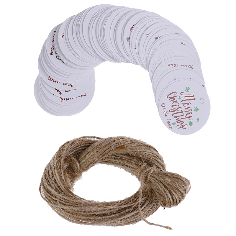 100PCS/Lot Garland Merry Christmas Round Paper Tags Gift Labels Party Favors Wrapping Supplies Decor | Дом и сад